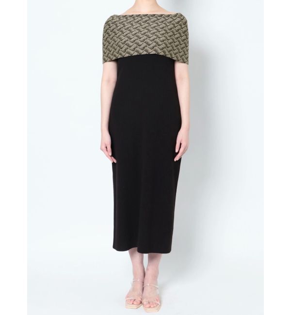 LAGUNAMOON「オプティカルオフショルダーニットワンピース」|ワンピース|