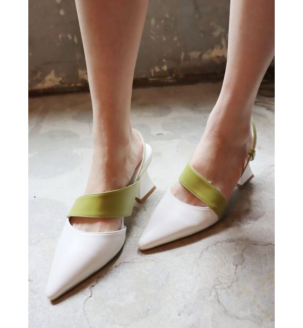 EVRIS「デザインヒールミュール」|サンダル|ホワイト