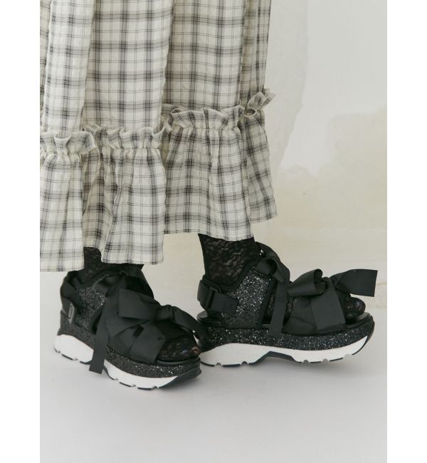merry jenny「glitterリボンスニーカーサンダル」|サンダル|ブラック