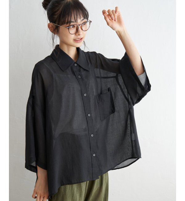 Lbc with Life「シアーボックスシルエットシャツ」|シャツ・ブラウス|ブラック