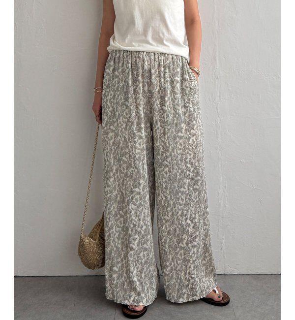 Lbc with Life「ボタニカルプリントプリーツパンツ」|その他|オフホワイト