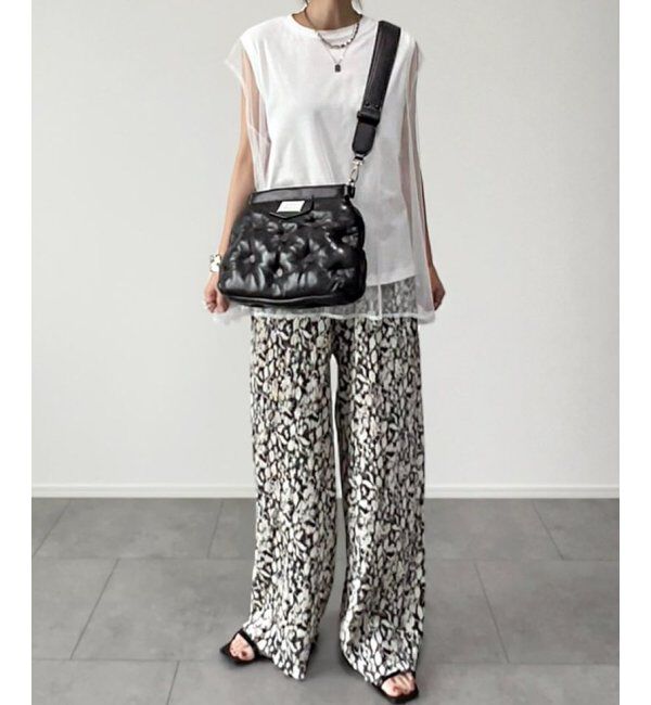 Lbc with Life「ボタニカルプリントプリーツパンツ」|その他|チャコール