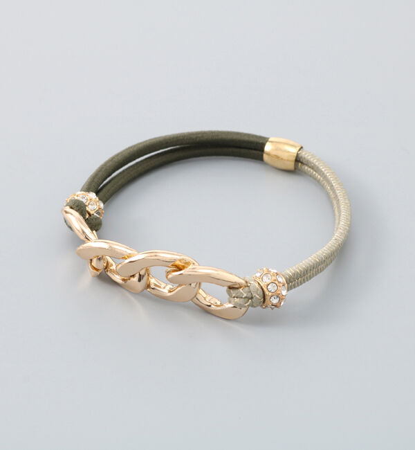 Phoebe「バイカラーチェーンヘアブレス　グリーン」|ブレスレット・バングル|グリーン