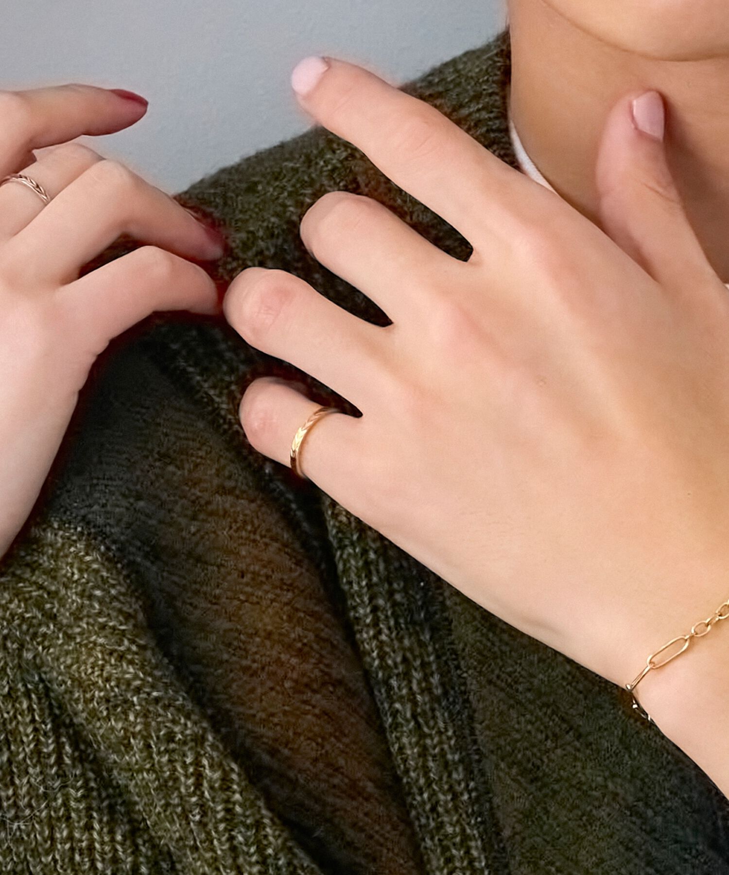 Phoebe「【金属アレルギー対応】メタルリーフカットリング　ゴールド/サージカルステンレス」|リング|