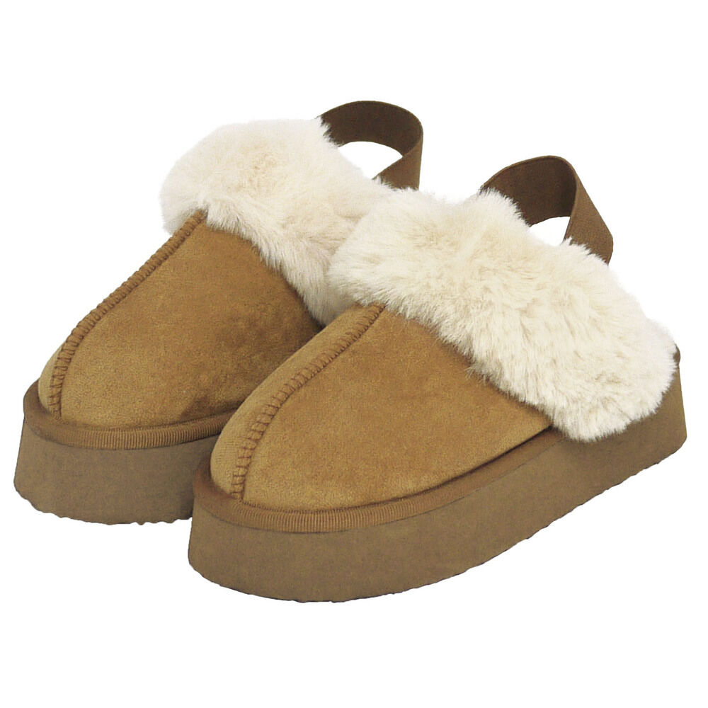 BACKYARD FAMILY「ボア サンダル レディース 通販 フェイクムートンサンダル 外履き つっかけ 秋冬 冬」|サンダル|ブラウン1