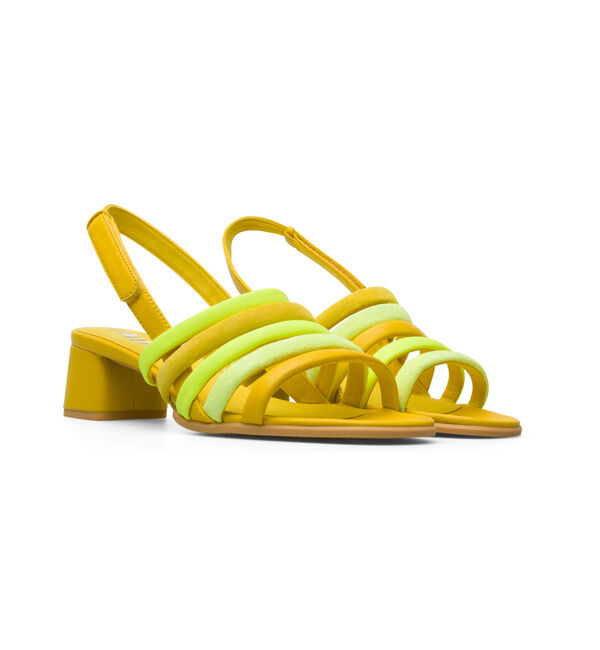 CAMPER「[カンペール] TWINS / ストラップサンダル プレーントゥ 5.1cmヒール」|サンダル|イエロー