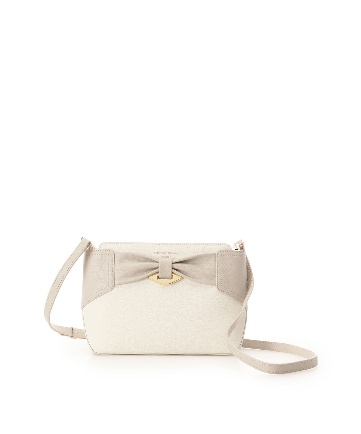 Samantha Thavasa「バイカラーリボンモチーフ スプリットレザーショルダーバッグ」|ショルダー・メッセンジャー|ベージュ