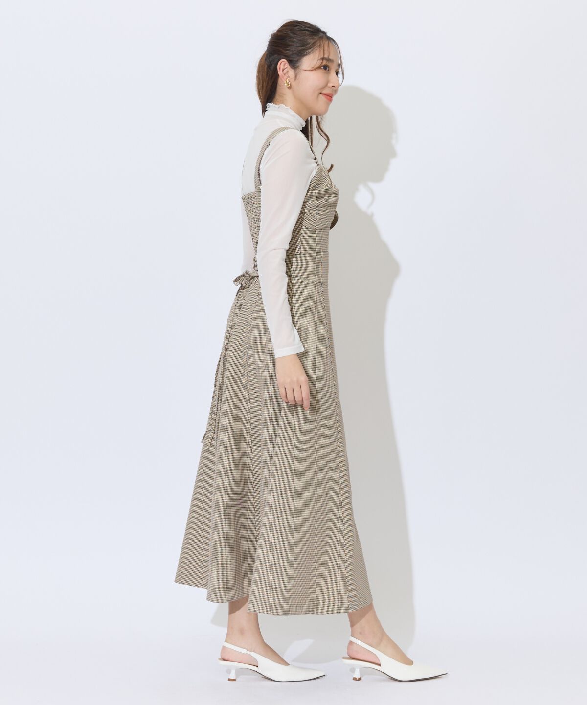 アンドクチュール「千鳥柄クラシカルリボンセットアップ」|ワンピース|