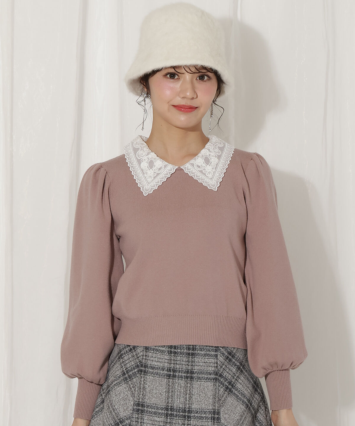 WILLSELECTION「ボリュームスリーブレースカラープルオーバー」|ニット・セーター|