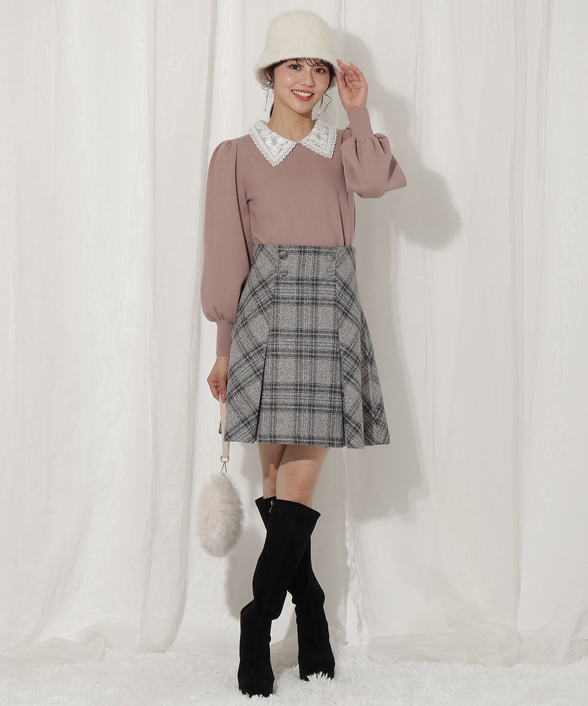 WILLSELECTION「ボリュームスリーブレースカラープルオーバー」|ニット・セーター|