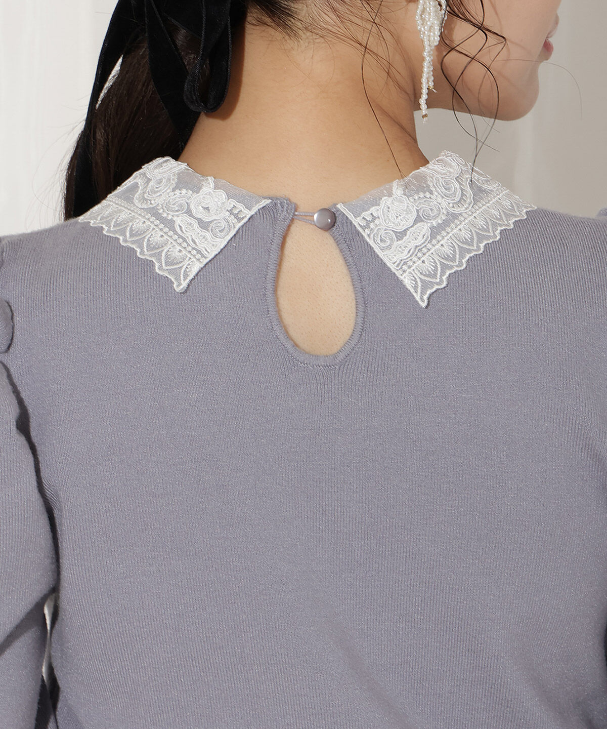 WILLSELECTION「ボリュームスリーブレースカラープルオーバー」|ニット・セーター|