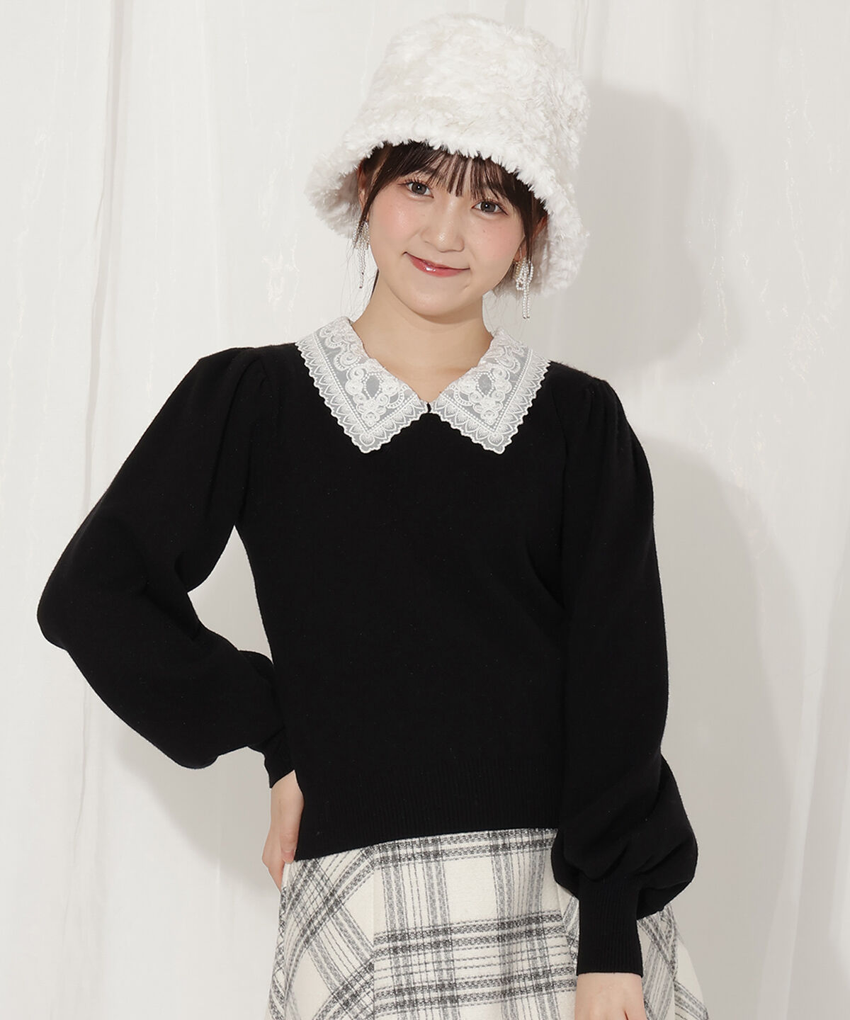 WILLSELECTION「ボリュームスリーブレースカラープルオーバー」|ニット・セーター|