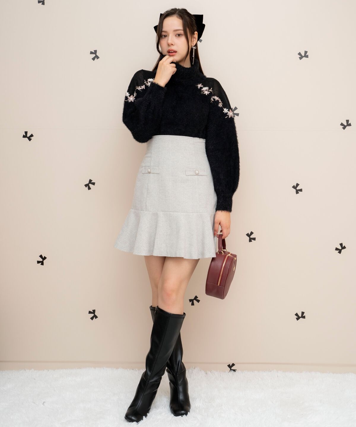 WILLSELECTION「刺繍シャギーニットプルオーバー」|ニット・セーター|