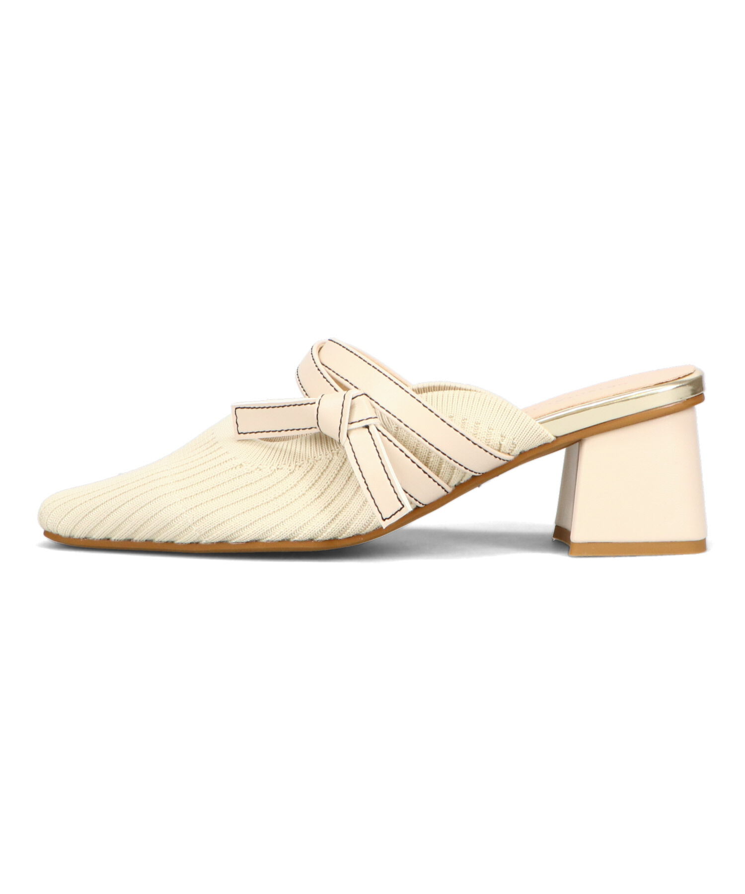 ORiental TRaffic「●2025春夏新作●ニット&times;リボンミュールパンプス/51120 パンプス ミュール ニット 人気 売れてる」|パンプス|