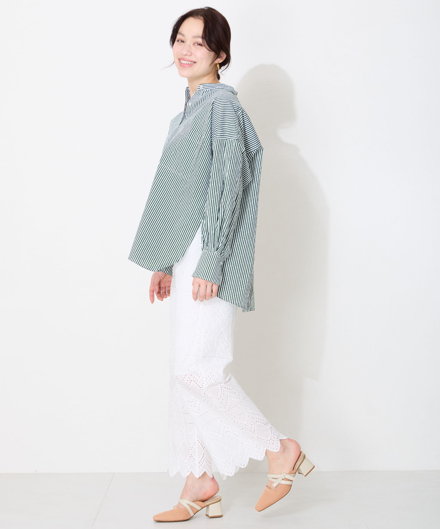 ORiental TRaffic「●2025春夏新作●ニット&times;リボンミュールパンプス/51120 パンプス ミュール ニット 人気 売れてる」|パンプス|