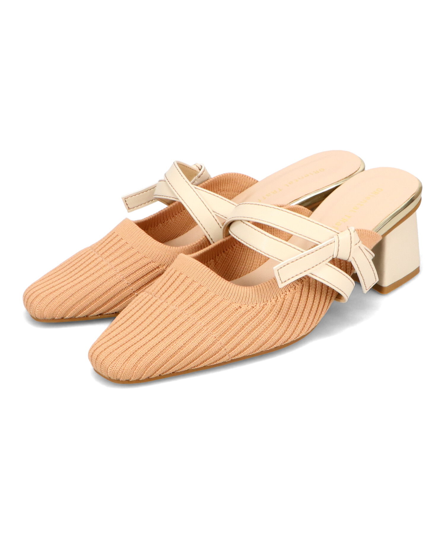 ORiental TRaffic「●2025春夏新作●ニット&times;リボンミュールパンプス/51120 パンプス ミュール ニット 人気 売れてる」|パンプス|