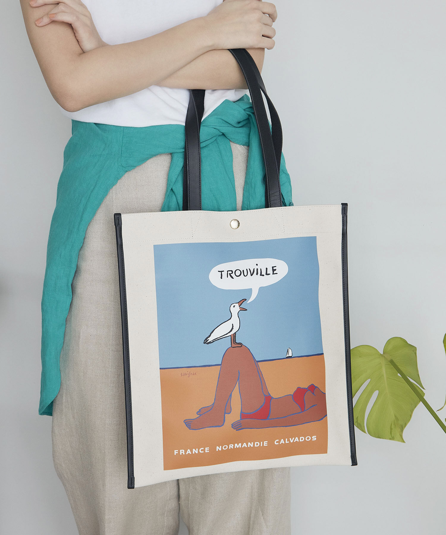 TOPKAPI BREATH「サヴィニャック &times; Breath TOPKAPI アート プリント フラット オーガニックキャンバス トート バッグ」|トートバッグ|オレンジ