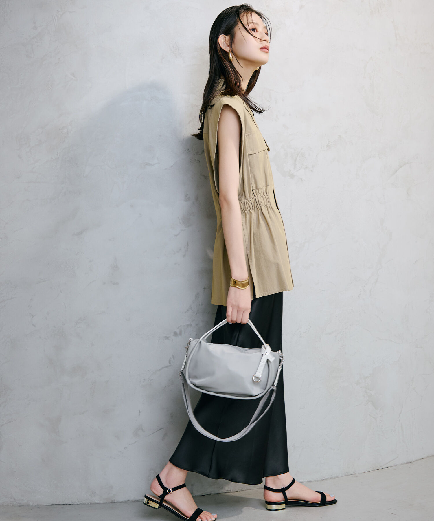 TOPKAPI BREATH「【Breath TOPKAPI】【撥水】ツヤ ナイロン ショルダー付き ラウンド トートバッグ」|トートバッグ|