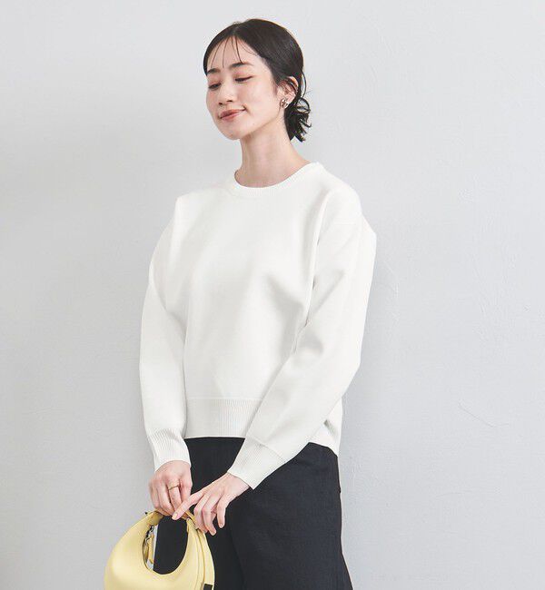 UNITED ARROWS「スウェットライク クルーネック ニットプルオーバー」|ニット・セーター|WHITE