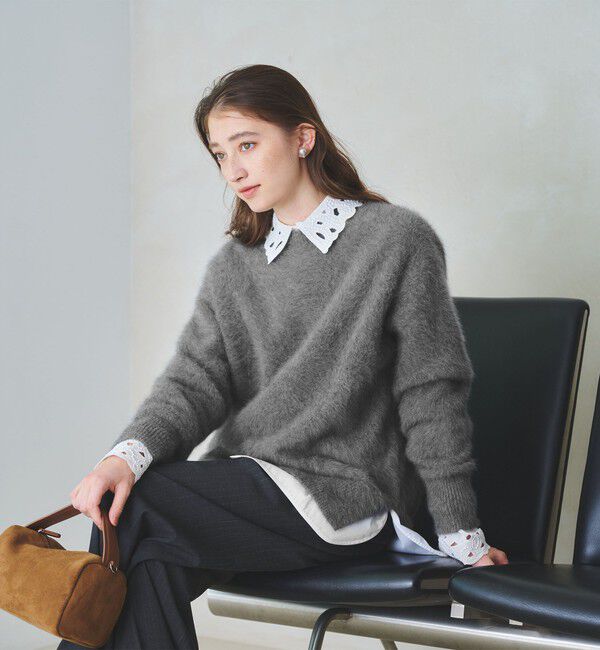 ユナイテッドアローズ フォックス カシミヤ クルーネックニット　ネイビー フォックスカシミヤ クルーネック ニット 24FW｜ユナイテッドアローズ