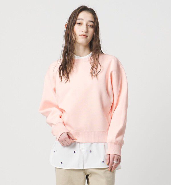 UNITED ARROWS「スウェットライク クルーネックニット ‐ウォッシャブル‐」|ニット・セーター|LT.PINK