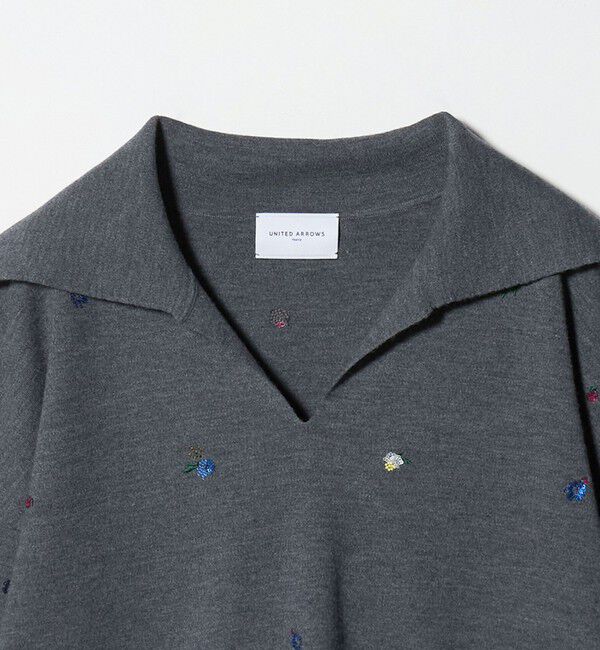 UNITED ARROWS「フラワー エンブロイダリー スキッパーニット」|ニット・セーター|