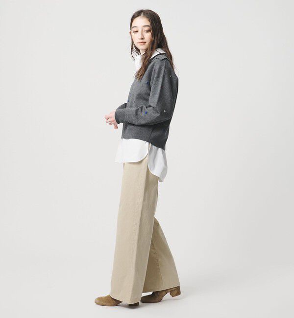 UNITED ARROWS「フラワー エンブロイダリー スキッパーニット」|ニット・セーター|