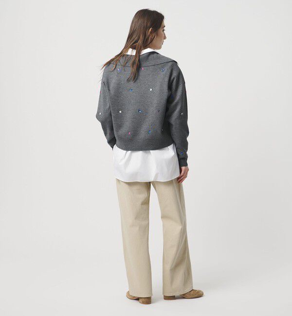 UNITED ARROWS「フラワー エンブロイダリー スキッパーニット」|ニット・セーター|