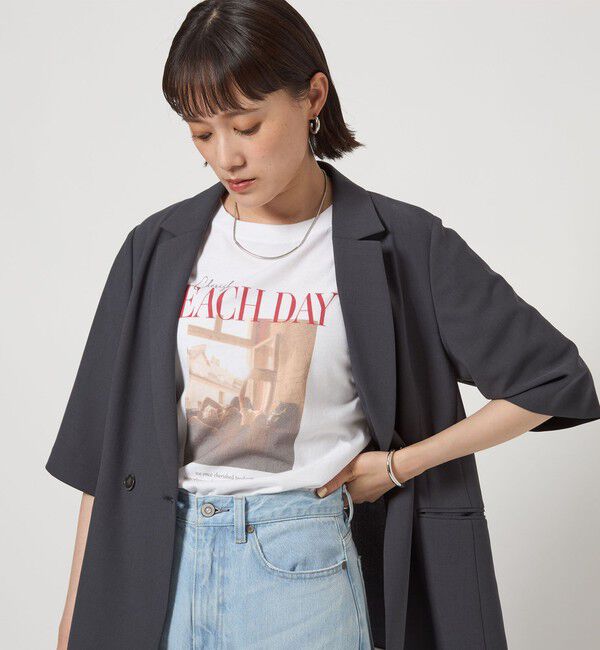 UNITED ARROWS green label relaxing「【WEB限定】＜at ease＞フォトグラフィック ショートスリーブ Tシャツ」|Tシャツ・カットソー|