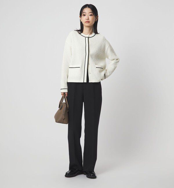 UNITED ARROWS green label relaxing「パイピング ノーカラー ニット カーディガン」|カーディガン|