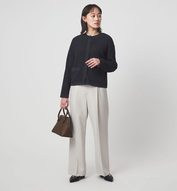 UNITED ARROWS green label relaxing「パイピング ノーカラー ニット カーディガン」|カーディガン|