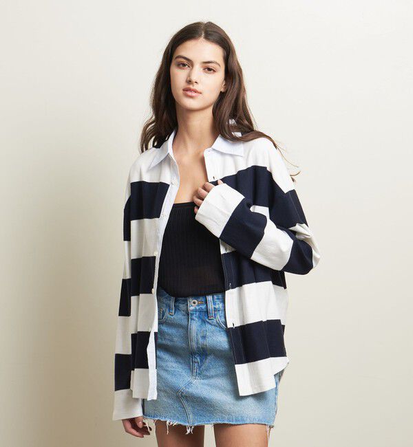 ATTISESSION「＜ATTISESSION＞コットン ビッグ ラグビー シャツ」|Tシャツ・カットソー|NAVY