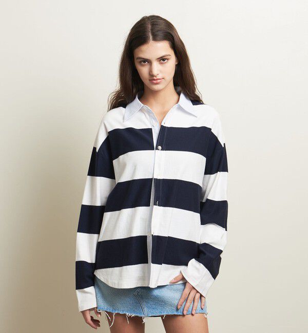 ATTISESSION「＜ATTISESSION＞コットン ビッグ ラグビー シャツ」|Tシャツ・カットソー|