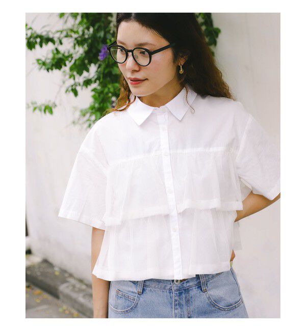 Ray BEAMS 「シアー ティアード クロップド シャツ」|シャツ・ブラウス|