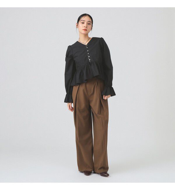 Ray BEAMS 「ギャザー ペプラム Vネック ブラウス」|シャツ・ブラウス|