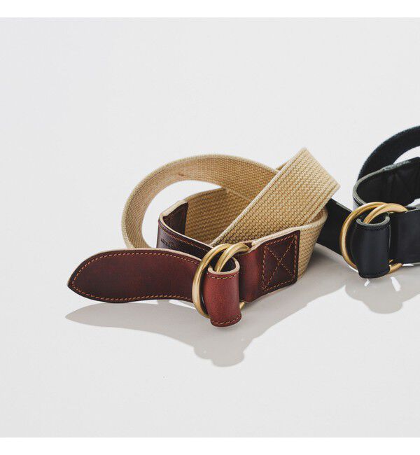 BEAMS PLUS「ARTS & CRAFTS / 別注 AGING W RING COMBI BELT」|ベルト|KHAKI