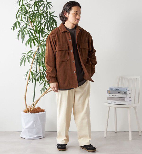 SHIPS any「SHIPS any: コットンツイル 1タック ワイド トラウザーズ 〈ナチュラル〉◇」|チノ|