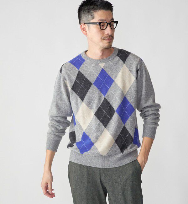 SHIPS「SHIPS: 12G イタリー ヤーン アーガイル クルーネック ニット プルオーバー」|ニット・セーター|