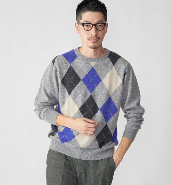 SHIPS「SHIPS: 12G イタリー ヤーン アーガイル クルーネック ニット プルオーバー」|ニット・セーター|