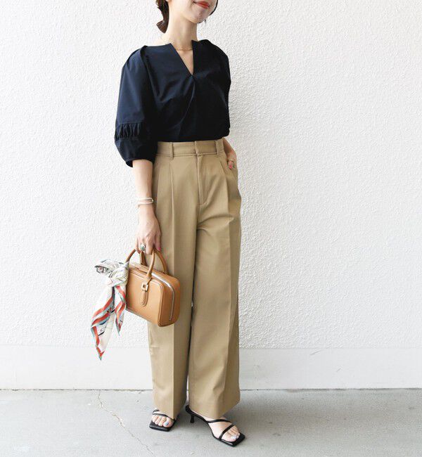 SHIPS for women「〈手洗い可能〉ランタン スリーブ キーネック ブラウス」|シャツ・ブラウス|