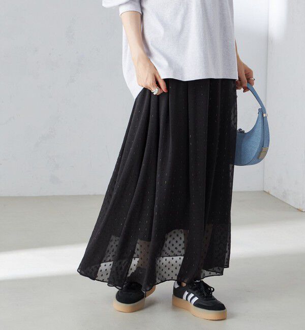 SHIPS for women「〈手洗い可能〉レオパード / 無地 ギャザー スカート」|スカート|ブラック
