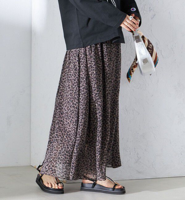 SHIPS for women「〈手洗い可能〉レオパード / 無地 ギャザー スカート」|スカート|