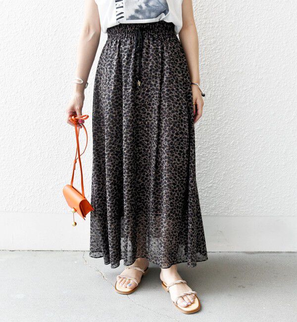 SHIPS for women「〈手洗い可能〉レオパード / 無地 ギャザー スカート」|スカート|