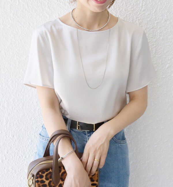 SHIPS for women「〈手洗い可能〉サテン ショート スリーブ ブラウス」|シャツ・ブラウス|