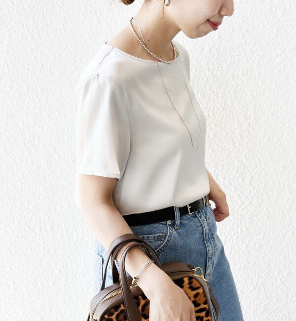 SHIPS for women「〈手洗い可能〉サテン ショート スリーブ ブラウス」|シャツ・ブラウス|