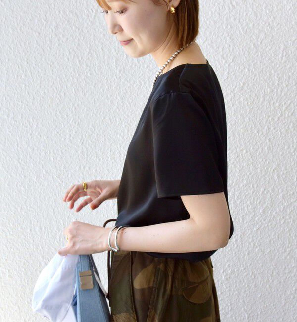 SHIPS for women「〈手洗い可能〉サテン ショート スリーブ ブラウス」|シャツ・ブラウス|