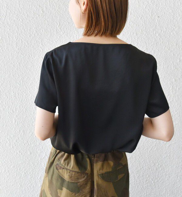 SHIPS for women「〈手洗い可能〉サテン ショート スリーブ ブラウス」|シャツ・ブラウス|