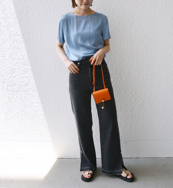 SHIPS for women「〈手洗い可能〉サテン ショート スリーブ ブラウス」|シャツ・ブラウス|