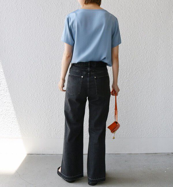 SHIPS for women「〈手洗い可能〉サテン ショート スリーブ ブラウス」|シャツ・ブラウス|