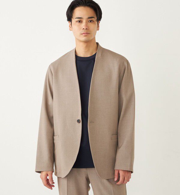 SHIPS Colors 「SHIPS Colors:〈手洗い可能〉TR ノーカラー ジャケット(セットアップ可能)◇」|ノーカラージャケット|ベージュ